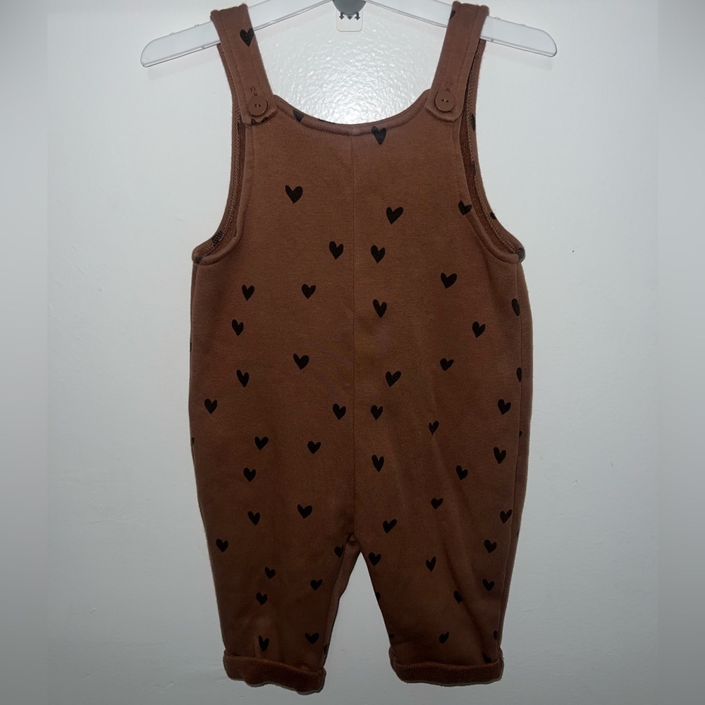 Zara Baby Brown Overall with hearts size 12-18M (86cm)